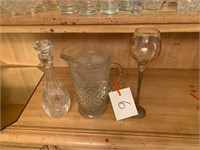 WEXFORD PITCHER AND MISC VINTAGE GLASS