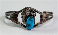 Vintage Childs Native Sterling Turquoise Cuff 8 Gr