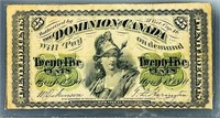 1810 Canadian 25 Cents Bill ABOUT UNC