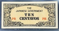 1942 Japanese Government 10 Centavos UNCIRCULATED