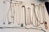 Necklaces, most are chains with pendants