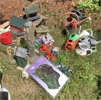 Lot of Bird Houses Feeders & Watering Cans