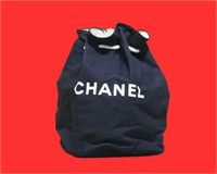Chanel Black Canvas Drawstring Hand Bag