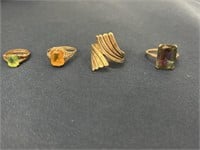 4 vintage sterling rings