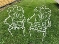 2 Ornate Wrought Iron Patio Chairs