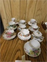 Ten beautiful Bone China teacups and saucers