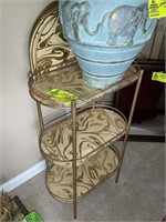 Gold colored 3 shelf plant stand