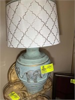 Teal table lamp with Elephants 27" tall