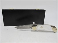 BOKER DAMASCUS LARGE MOTHER OF PEARL SINGLE BLADE