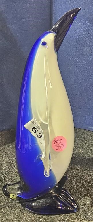 Clear Cobalt Blue Art Glass Penguin