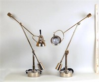 Pair Modernist Chrome Hinged Counter-Balance Lamps