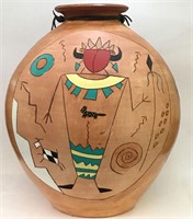 Redware Decorated Southwest Scene Jar