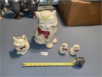 Vintage Puss and Boots Cat Cookie Jat & Shaker Set