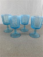 Blue opalescent glasses. Set of 4