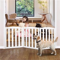 Foldable Dog Gate  White Wood  60W x 24'H