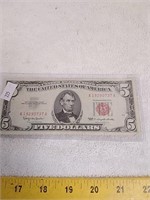 1963 series $5 bill with red seal