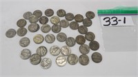 40) War Time Nickels, 6) No Mint, 4) D Mint, +