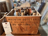 Vintage Wooden Crate with Vintage Bottles