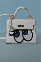 White Handbag w/ Sequin Eyes