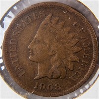 Coin 1908-S Indian Head Cent Key Date in Fine