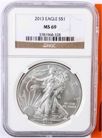 Coin 2013 Silver Eagle NGC MS69