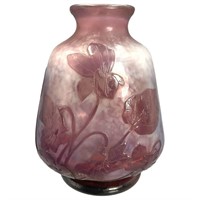 RARE DAUM NANCY Signed Wheel Carved Glass Vase