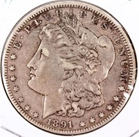 Coin 1891-CC Morgan Silver Dollar VF