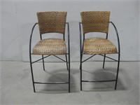 Two Metal Framed Wicker Chairs See Info