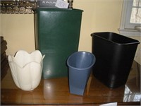 (4) Plastic Waste Receptacles  Tallest 24 Inches