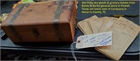 Old PILLIOD brass & cedar box + Texas ephemera