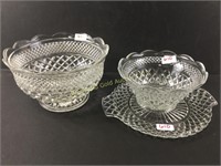 Anchor Hocking waffle bowls & plate