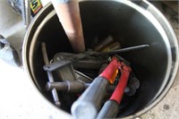 Bucket of bolt cutters clamp and misc tools