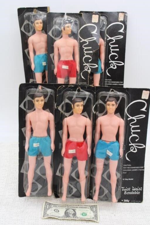 (6) "CHUCK" DOLLS IN ORIGINAL BOXES BY TOTSY