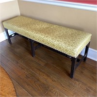 Yellow Tufted Fabric Bench