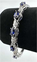 925 Silver Sapphire & Diamond Bracelet