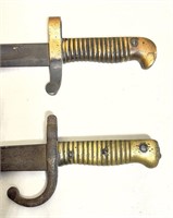 2 brass handle saber bayonets