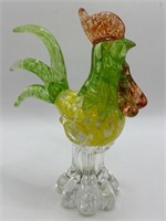 Murano Style Art Glass Rooster 7”