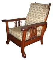 antique solid oak Morris chair recliner