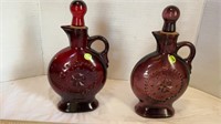Ruby Red Jim Beam Decanters with Stops (2)