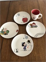 Vintage Peanuts Character Plates & Coffee Cup