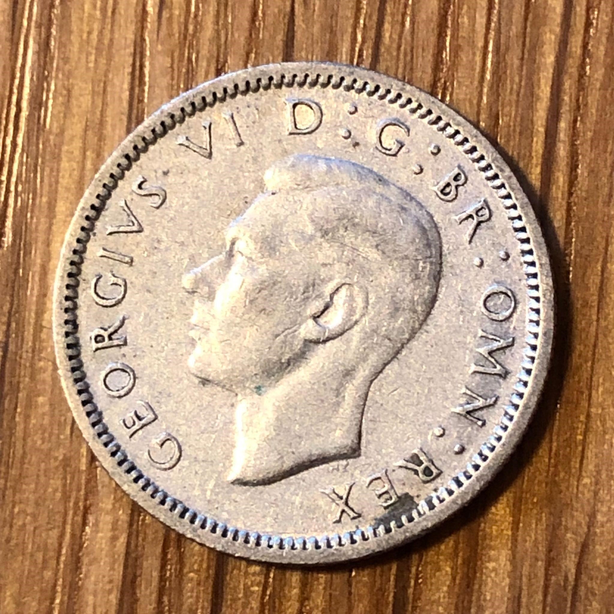 1946 Silver UK Six Pence Coin George VI