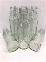 8 Glass Bottles - Clear, Plain, Threaded Top