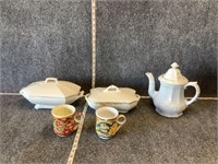Ceramic Dish, Teapot, and Tea Diffuser Mug Bundle