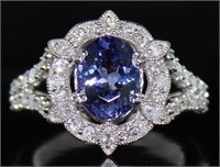 14k Gold 2.52 ct Tanzanite & Diamond Ring