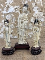 Three Oriental Bone Figures