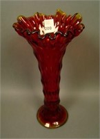 9 3/4” Tall Fenton Rustic Swung Vase w/ Crimped