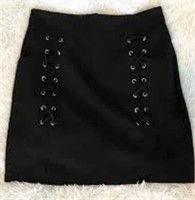 Sz XL Suede Black Mini Skirt - High Rise - Criss