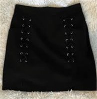 Sz XL Suede Black Mini Skirt - High Rise -