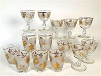 Mid Century Libby Gold Leaf Bar Glasses