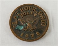 Flat Rock, Ohio 7/4/72 Eagle Brass Paperweight